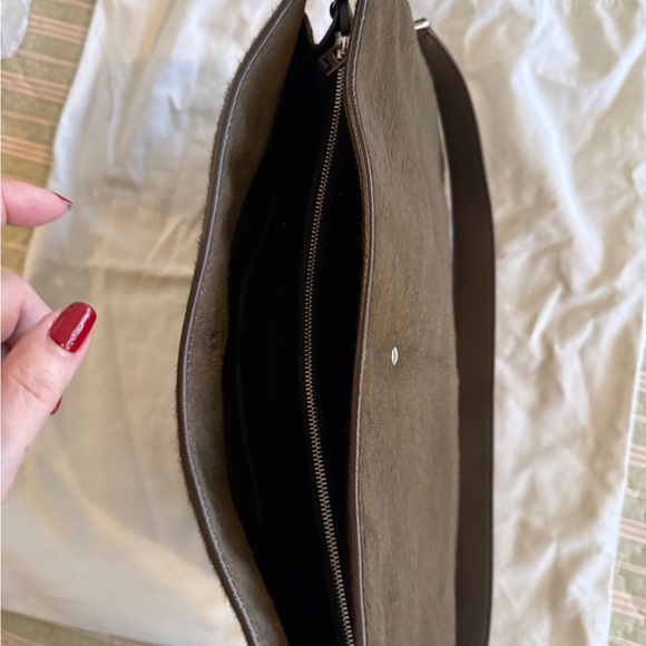 Celine Calf Hair, leather Olive Green Shoulder handbag with silver hardware. - Picture 7 of 10